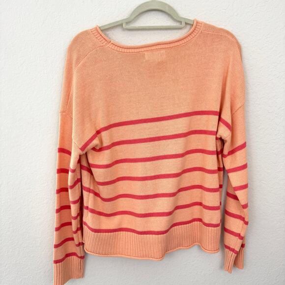 Cupcakes & Cashmere Womens Pullover Sweater Size L Stripe Fall Comfy Orange - Picture 3 of 6